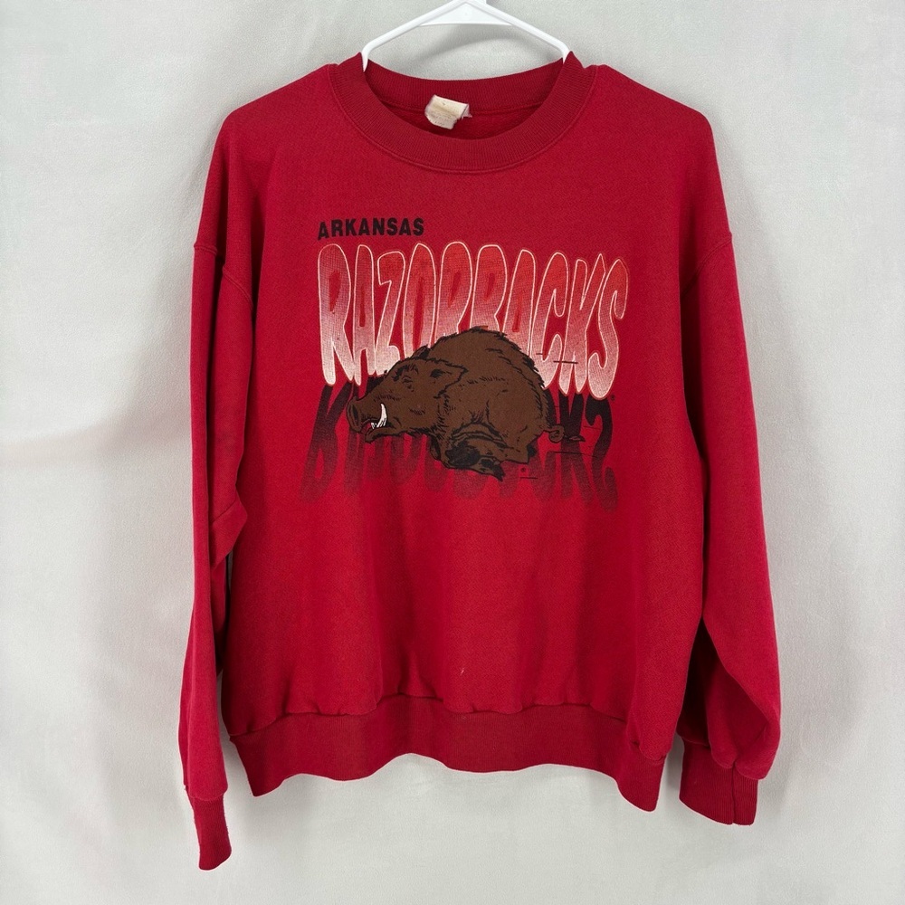 Vintage Arkansas Razorbacks Red Crewneck Sweatshirt Men’s Medium Hog rare